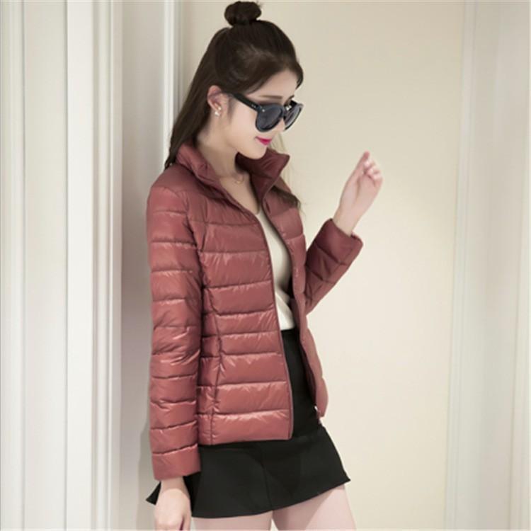 Autumn and Winter New Light and Thin Down Jacket Women's Stand-up Collar Slim-fitting Short Fattened and Enlarged Down Jacket