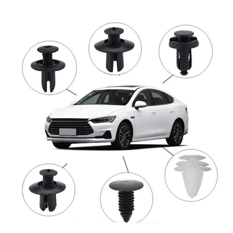 100Pcs Car Clip 6 Size Auto Interior Plastic Bumper Clips Rivets Fasteners Push Type Pin Retainer Trim Kit With Fastener Remover