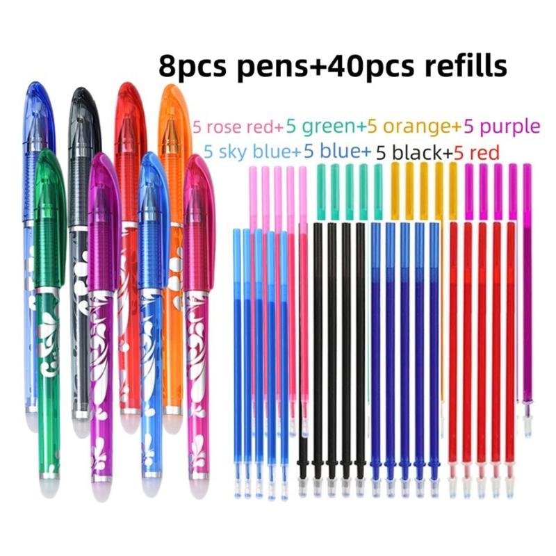 8 Colors Erasable Pen 0.5mm Gel Ink Pen Neutral Pen Quick-Drying Gel Pen with Refills School Supplies for Student