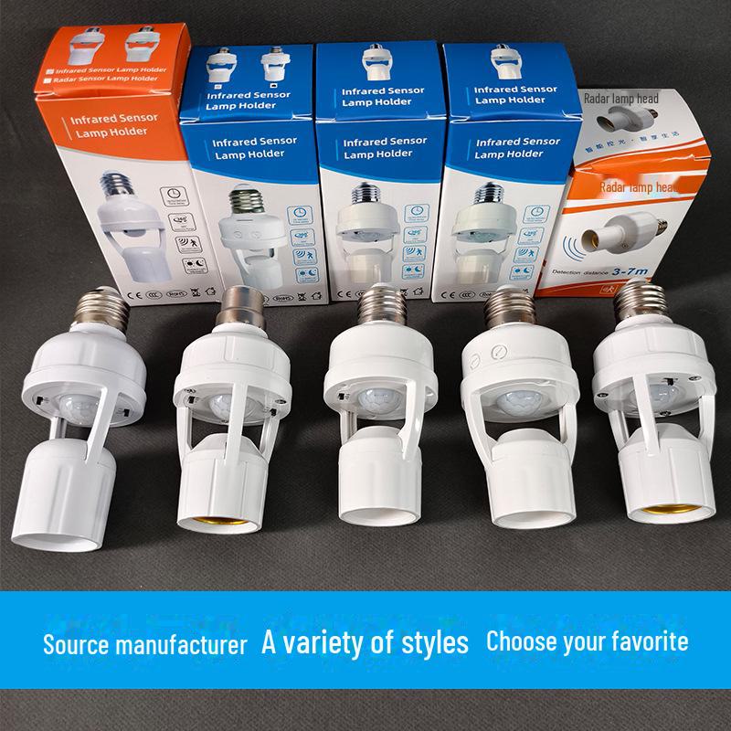 E27 Screw Infrared Sensor Lamp Holder: No Wiring, Auto On/off with Adjustable Light Delay.