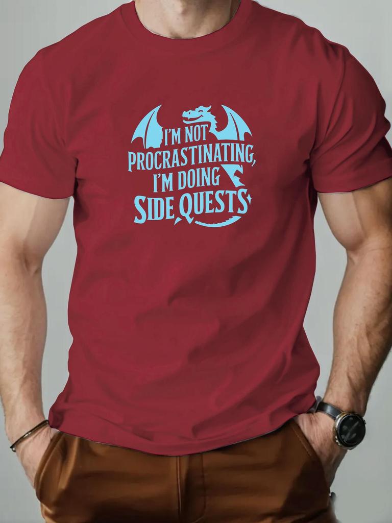 Mens cotton Tshirt Im NOT PROCRASTINATING Im DOING SIDE QUESTS summer fashion casual Tshirt