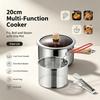 Round Deep-Frying Pot with Formed Body, Perforated Draining Basket, and Food Tongs for Handling Kitchen Recipes from Cooking Through Serving