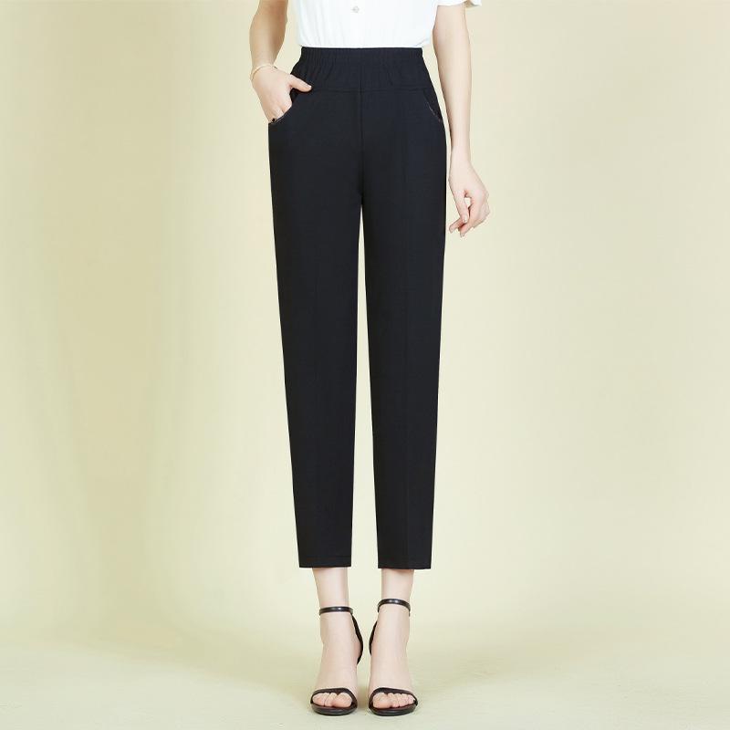 Mom's Ice Silk Cool Nine-Point Pants for Summer - Loose Fit for Mid-Aged and Elderly Women
