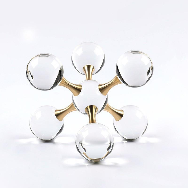 Modern Geometric Luxury Minimalist Molecular Glass Crystal Ball Ornaments Decor Home Room Table Decorative Crystal Figurines