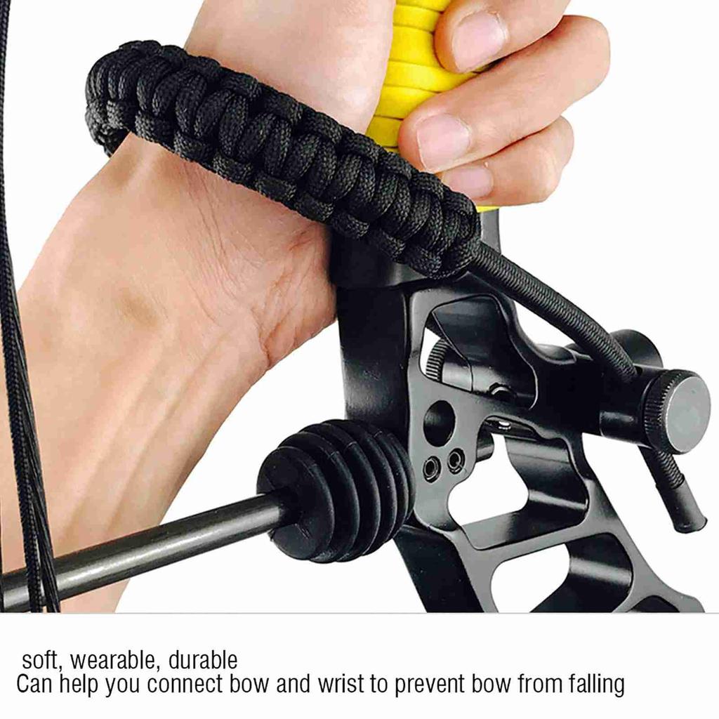 1Pc Archery   Compound Bow Wrist Sling   Cord Rope For Adult (Black)