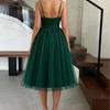Elegant Sleeveless Vneck Satin Dress With Backless Design For Summer Party Wear