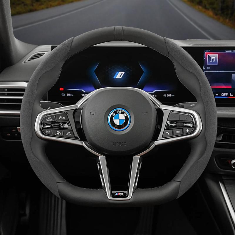 Suitable for Bmw Anti-Slip Buckle Segmented Suede Steering Wheel Cover Suitable for E46 F20 E87 E39 E91 G20 F31 E93 X3 E83 E61 m Serie 1 F30 X5 E90