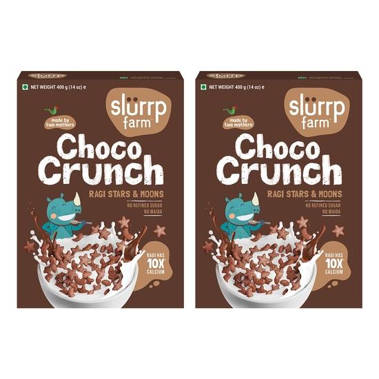 

Slurrp Farm Choco Crunch Cereal – No Maida, Wheat and Refined Sugar, Chocolate Stars and Moons, Healthy Millet Breakfast, 400 g, Pack of 2 800GM