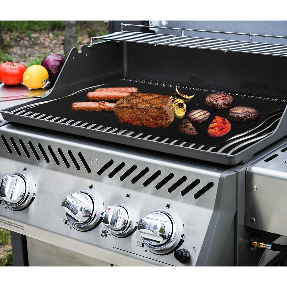 Grillmatte für BBQ, Antihaftbeschichtet, Hitzebeständig, Wiederverwendbar, Glasfaser-Grillfolie für Gemüse, Speck, Fisch, Kebabs, Spülmaschinenfest, Schwarz