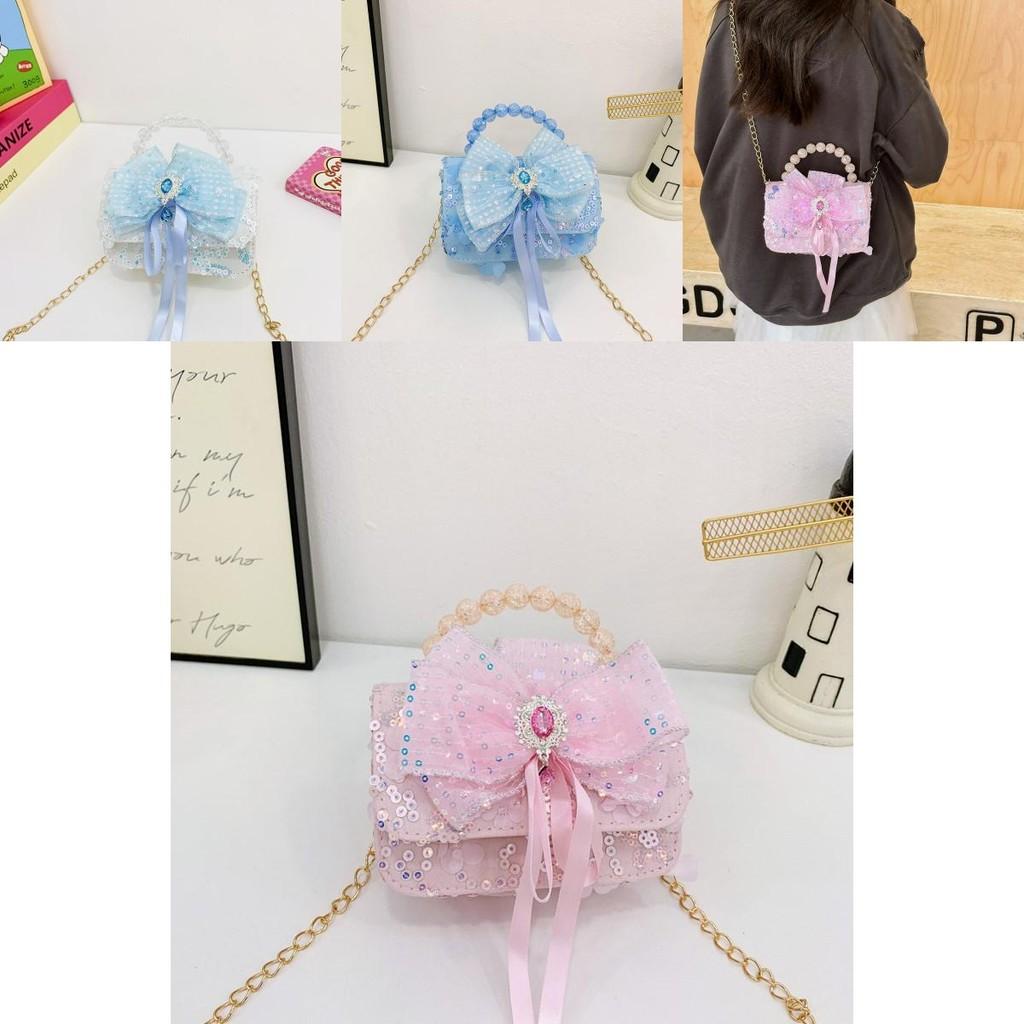 Trendy And Cute Kids Pearl Handheld Bag With Lovely Bow And Breathable Pvc Material