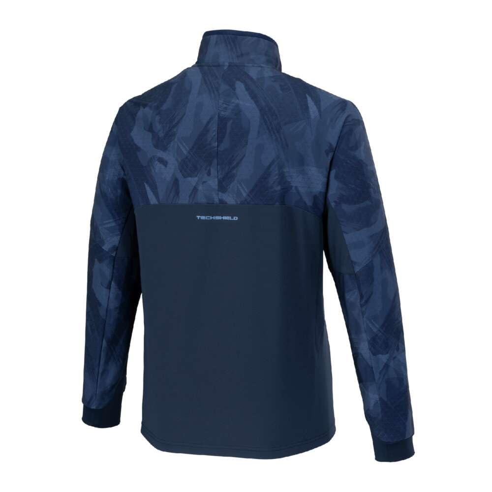Mizuno Tech Shield Breath Thermo Training Pageant Blue Jacket, Windproof, Stretch, Water-Repellent, Moisture-Wicking, Heat-Generating, 32MCB530,