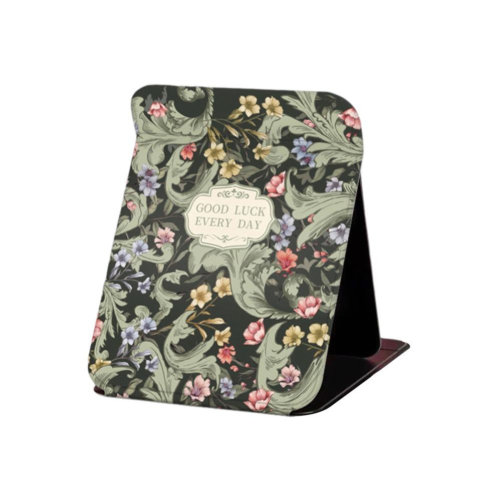 Floral Vanity Mirror Standing Compact Mirror Portable Desktop Makeup Mirror for Student Dormitory