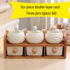 Ceramic Spice Jars with Bamboo Rack Set