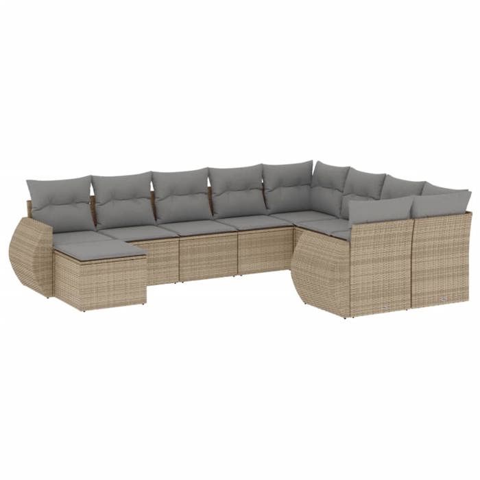 VidaXL Garden Lounge Set with Cushions 10 Pcs, Patio Sofas, Patio Furniture Set, Outdoor Furniture, Beige 3254196
