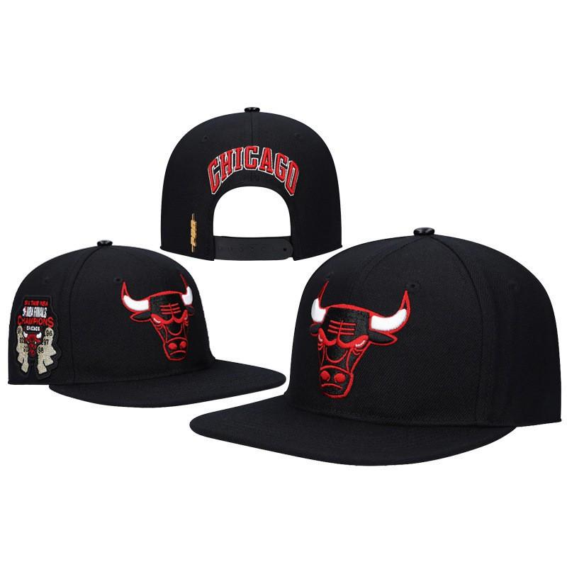 Flat Brim Embroidered Baseball Cap Adjustable Sport Sun Hat Bulls Team