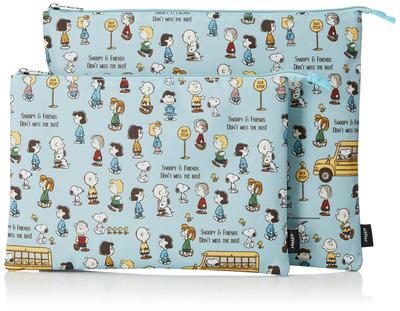 Hapitas Pouch Set 7119 Snoopy Set 7119 PN128 Bus Stop Blue 2-Size Multi-Pouch