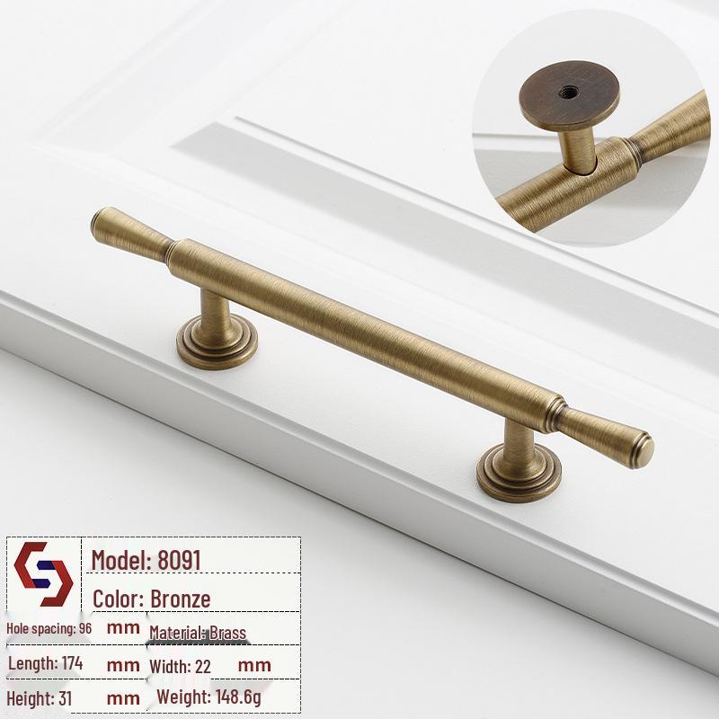 Vintage Brass Handle for Wardrobes, Cabinets, Drawers, and French Doors - Single Hole Light Luxury Style Furniture Hardware