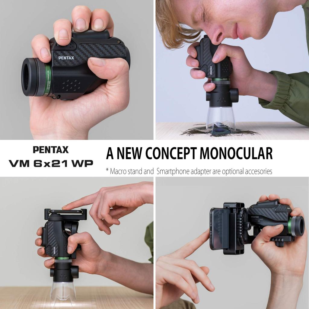 Pentax Monocular VM 6x21 WP Easy to Use One Hand Bright Clear High Contrast Optical Performance Waterpro