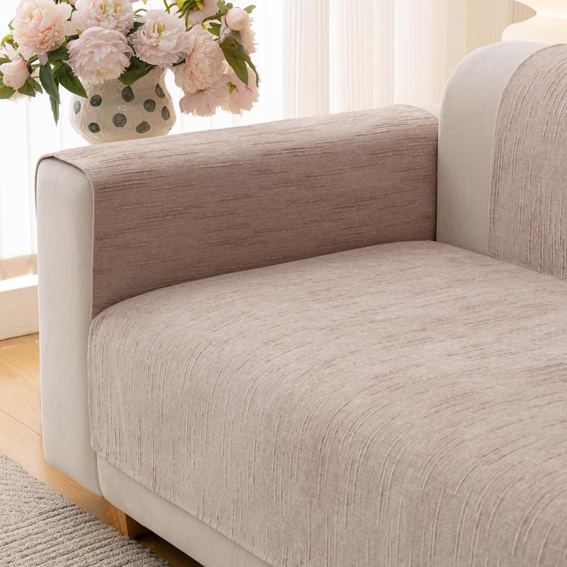 Forenklet Solid Tykk Sklisikker Chenille Sofatrekk Geometrisk Linjedesign Universalt Sofaputetrekk Fire Årstider