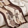 1 ks LOZUJOJU Vintage deka s potiskem koně, Lehká luxusní přehozová deka na pohovku, Deka na zdřímnutí pro pohovku, ložnici, obývací pokoj, domácí dekorace