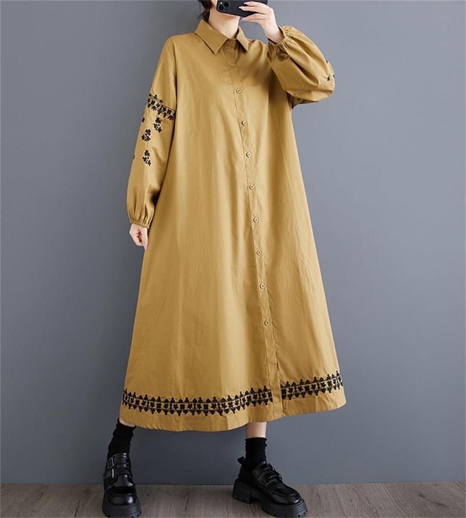 Hemd Langer Trenchcoat Langer Midi 2 Farben B in Einheitsgröße Passt [Mohokyo] Damenkleid, Tunika, Kleid, Mantel, Ärmel, Länge, Kragen, Strickjacke, Stilvoll,