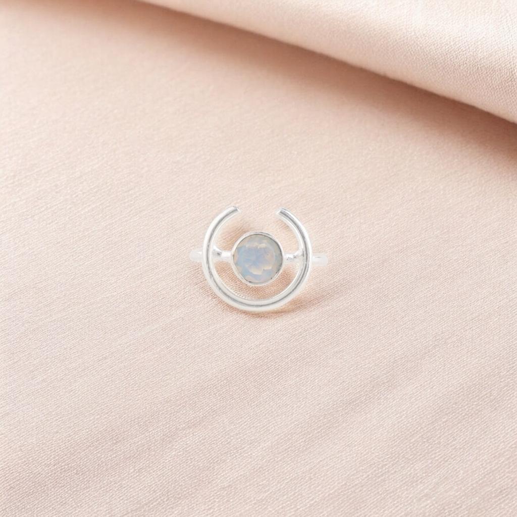 Milky Opal Gemstone Ring 925 Sterling Silver Handmade Jewelry White Stone Ring RR-54-17