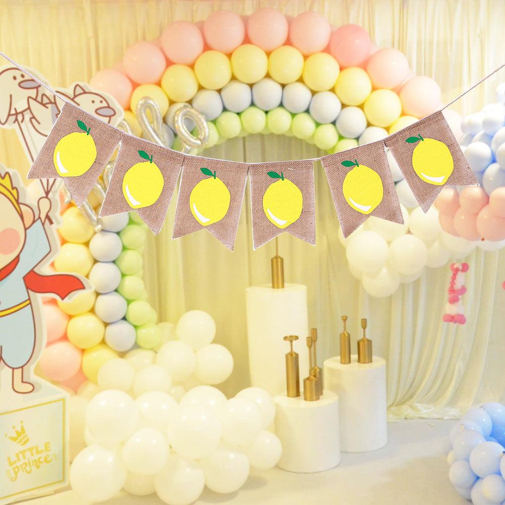 Baby Shower Backdrop Summer Hanging Lemon Bunting Garland Banner Party Decoration Flag Layout