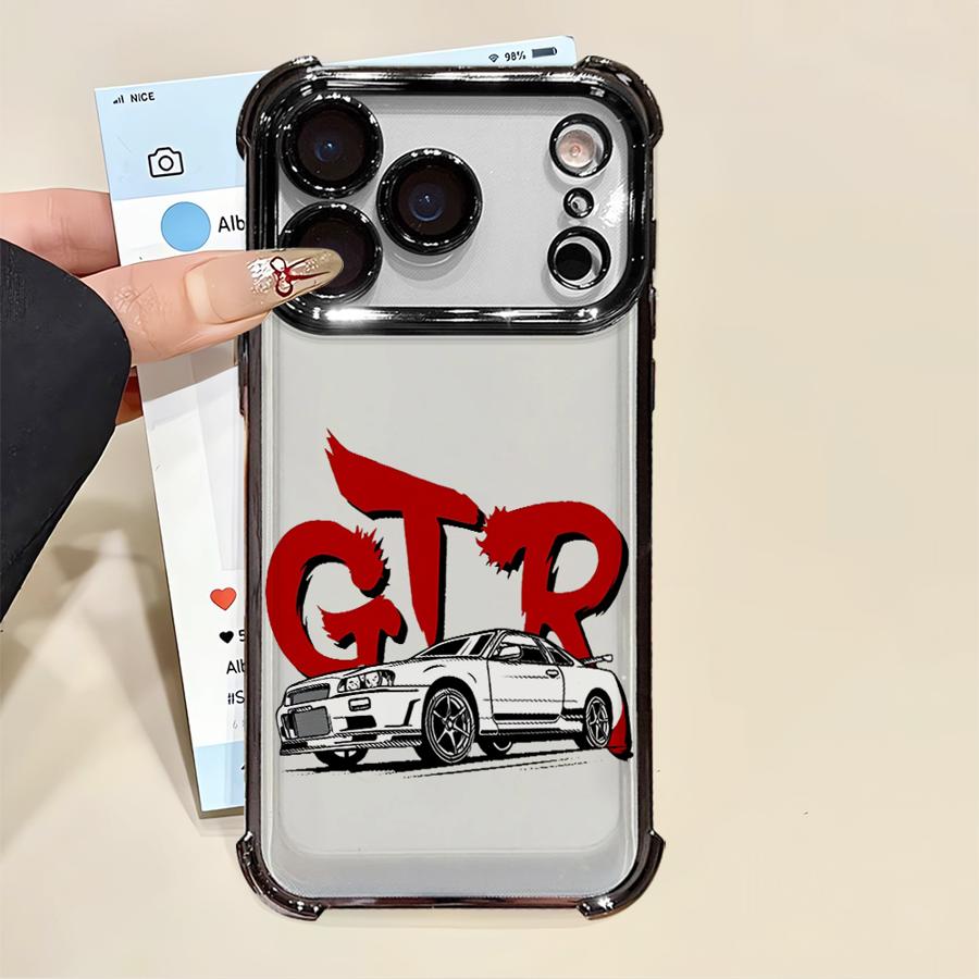 Japanese JDM Drift Car Clear Cover Phone Case for Apple iPhone 16 15 14 Plus 17 Air 16e 13 12 11 Pro Max