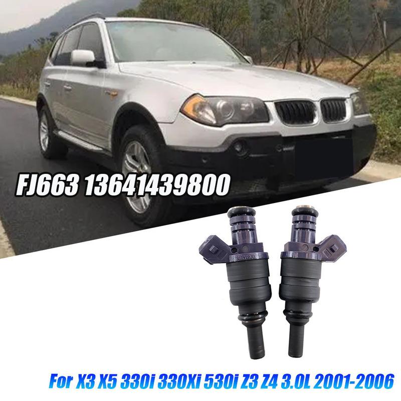 #975U 2Pcs Fuel Injector Nozzle FJ663 13641439800 for BMW X3 (metal+plastic)