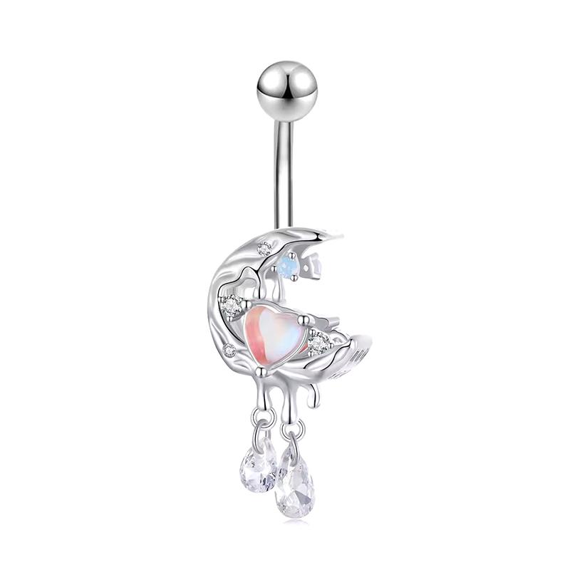Shiny Belly Button Rings Stainless Steel Heart Navel Piercing Barbell For Women Fashion Belly Ring Sexy Body Piercing Jewelry