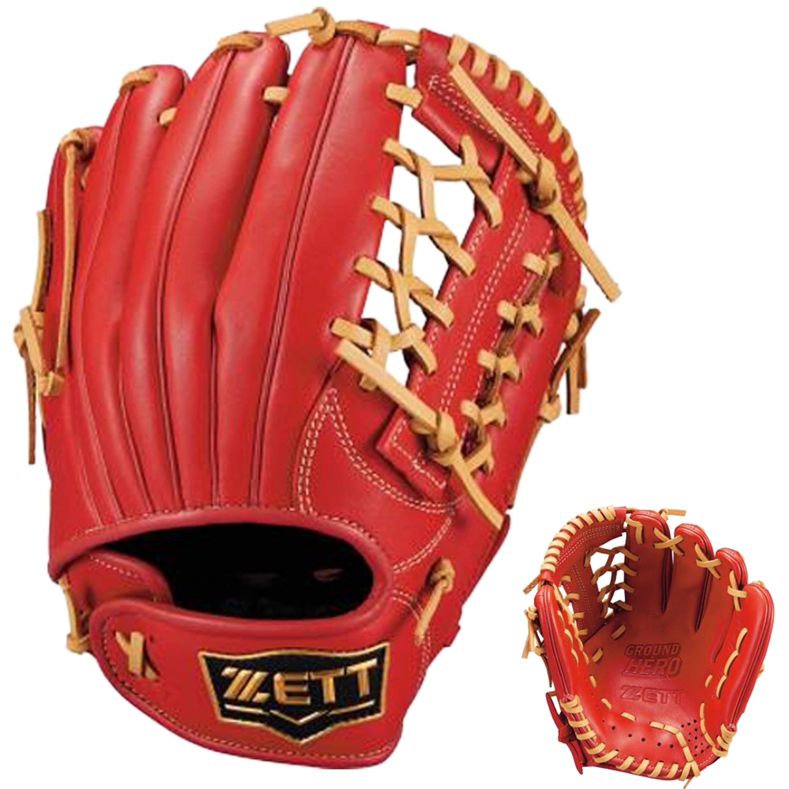 

ZETT Youth Softball Ground Brown Size BJGB76545F Glove, Hero, All-Around, Red/P (6432), M,
