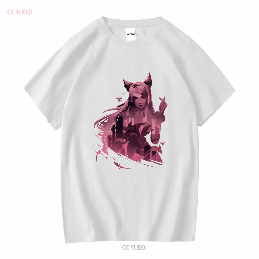 League of Legend Ahri T Shirt Long or Short Sleeves Vintage Washed Streetwear Stylish Top For Everyday Wear Homme Soft Fashion