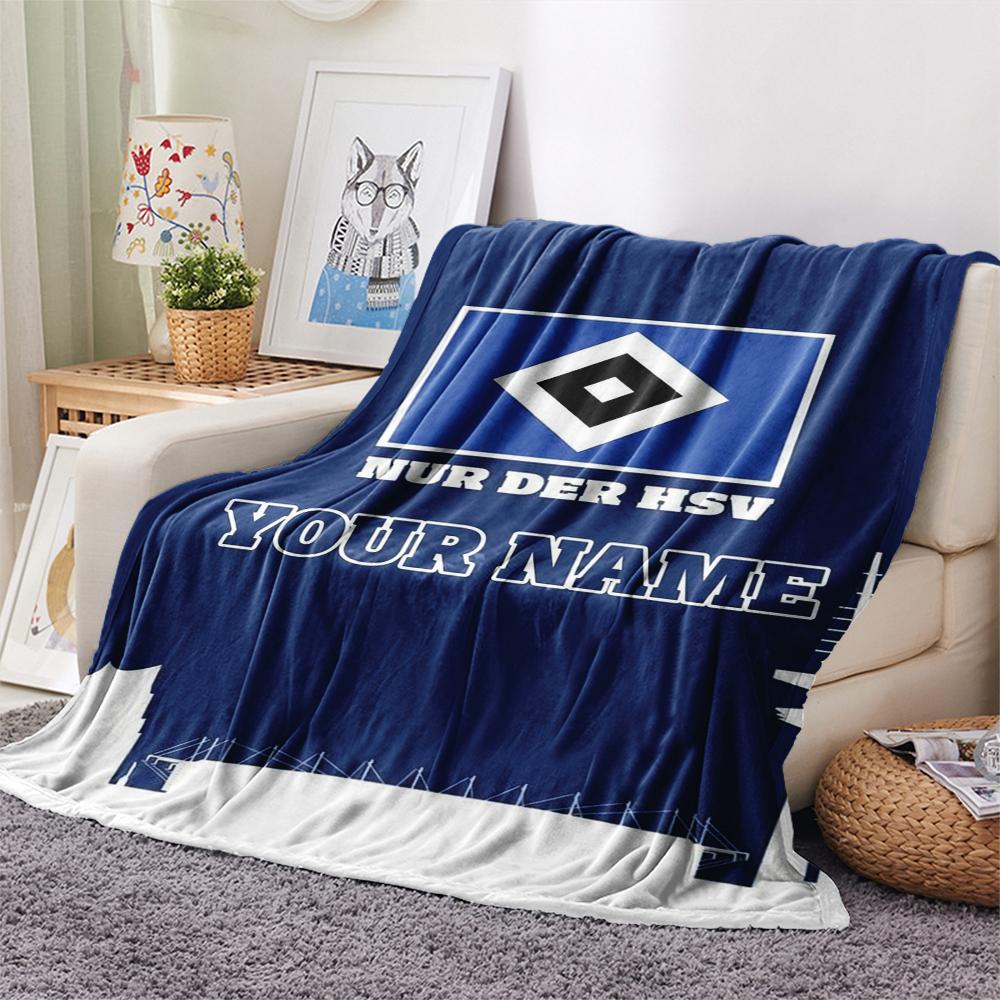 1PC Custom Name Hamburger SV Patterned Flannel Blanket Suitable For All Seasons for Home Decor Warmth and Comfort Gifts Holiday Present