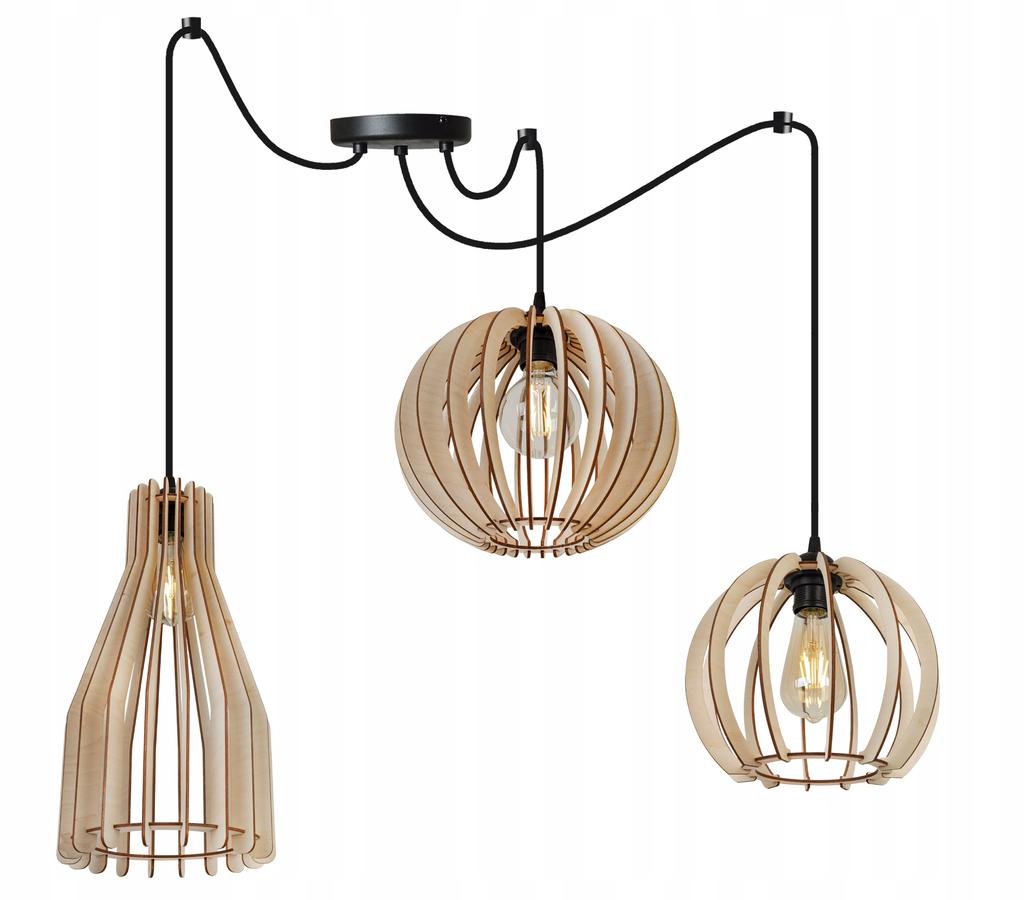 MODERN WOODEN CEILING HANGING LAMP MIX LED