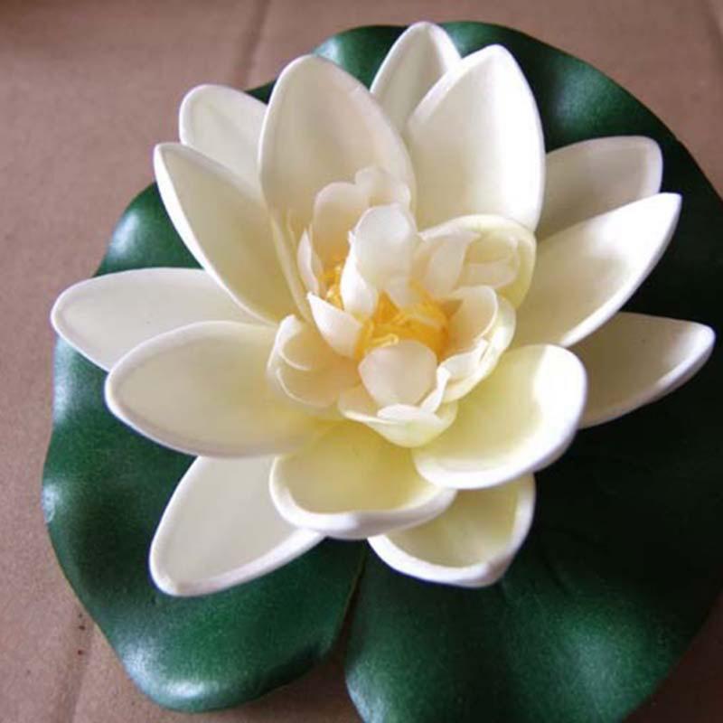 Artificial Floating Foam Lotus with Water Lily Pad Flower Lifelike Floral Ornanment for Home Garden Pond Decor Assorted Colors