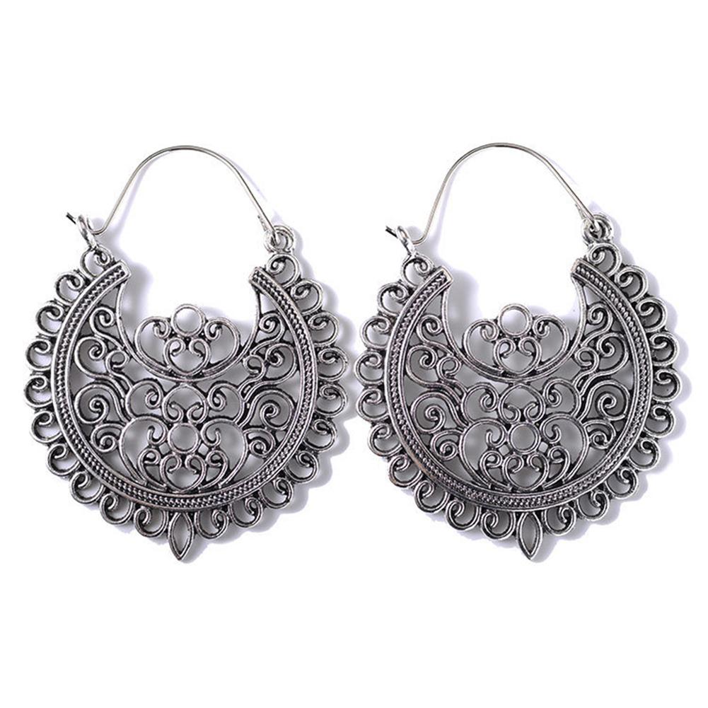 Women Retro Bohemia Carved Flower Hollowed Drop Hanging Earrings Fashion Jewelry Gift