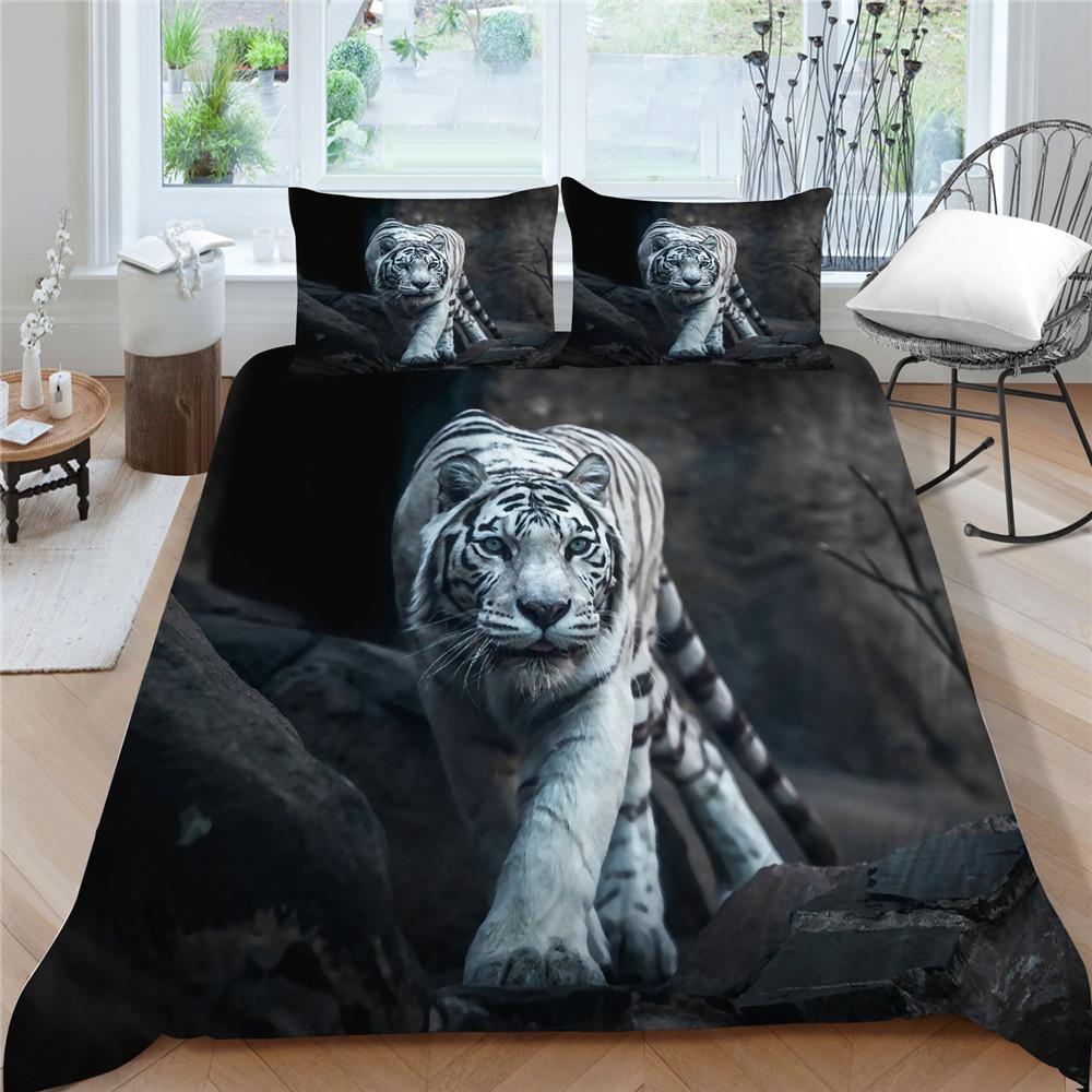 3D Tiger Printed Duvet Cover Set Home Bedclothes Unique Design Polyester King Queen Size Bed Sets