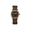 Relógio Masculino Khaki Field Series Manual Mecânico Vintage Clássico À Prova D'água 38mm Mostrador Preto Caixa de Titânio Bronze Pulseira NATO H69459530