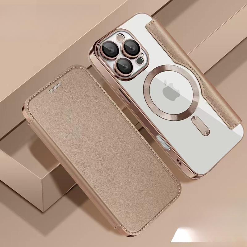 

Подходит для чехла для мобильного телефона Apple 16promax, Гальванизированный золотой щит Магнитный кожаный чехол, Чехол-книжка с полной защитой для iPhone 15/16E iPhone 16PROMAX