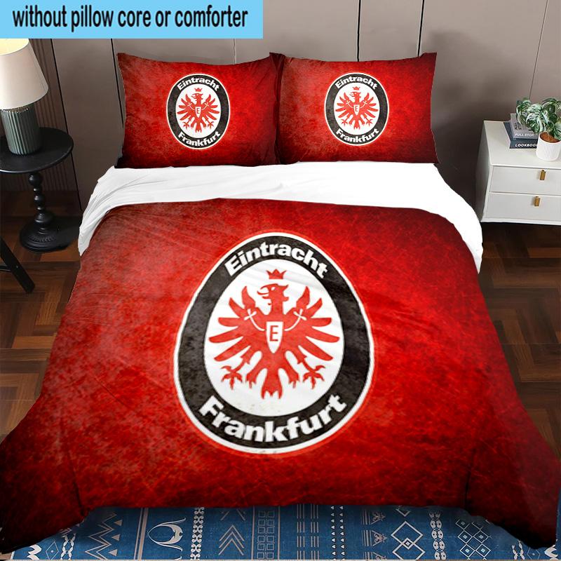 Flaming Heart Frankfurt Emblem 3PCS Bedding set,Ideal for1pc Duvet Cover And 2pcs Pillowcases Perfect for Christmas gift,Ideal for Bedroom, Dormitory