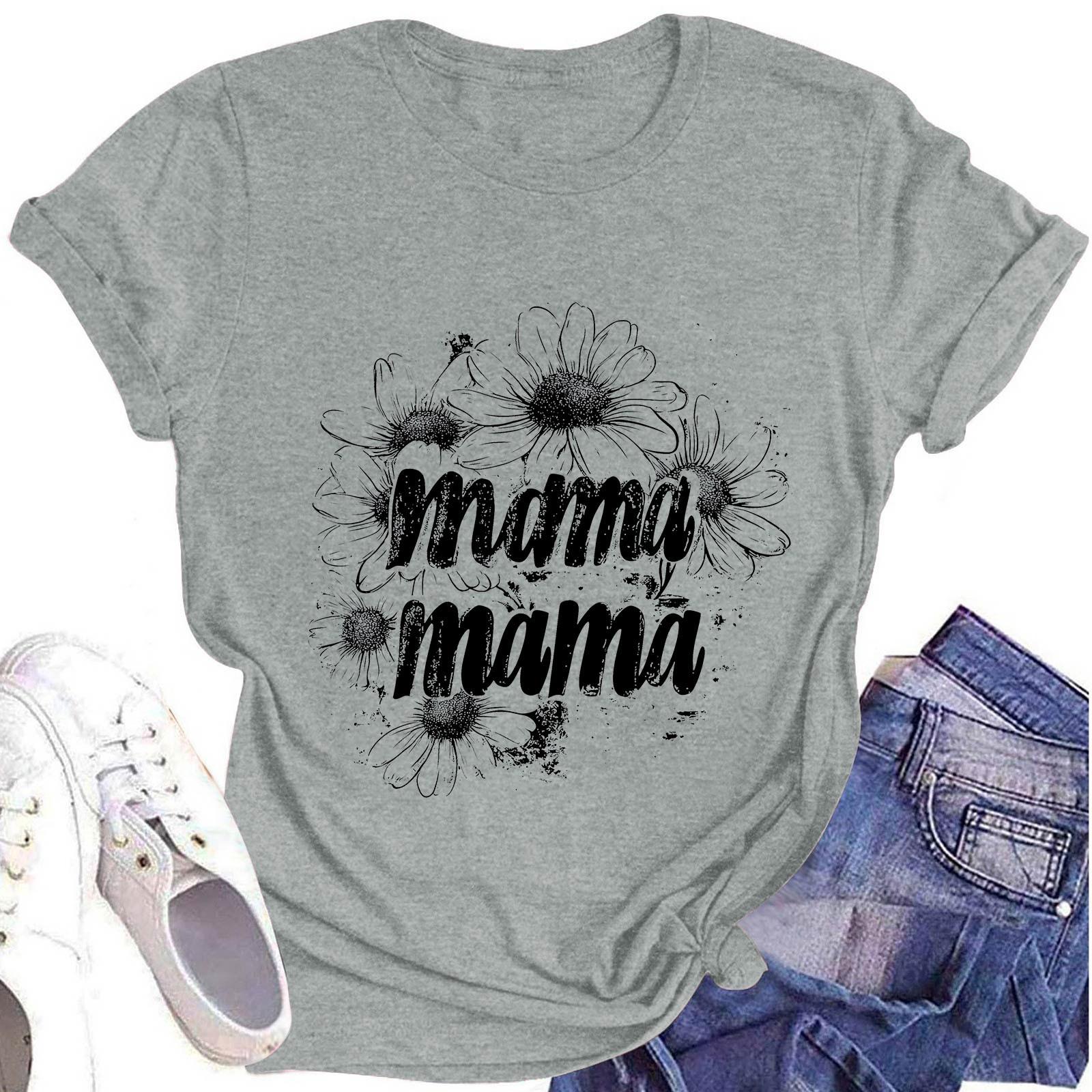 

Женская модная футболка с круглым вырезом и коротким рукавом, повседневный топ с принтом ко Дню матери XL