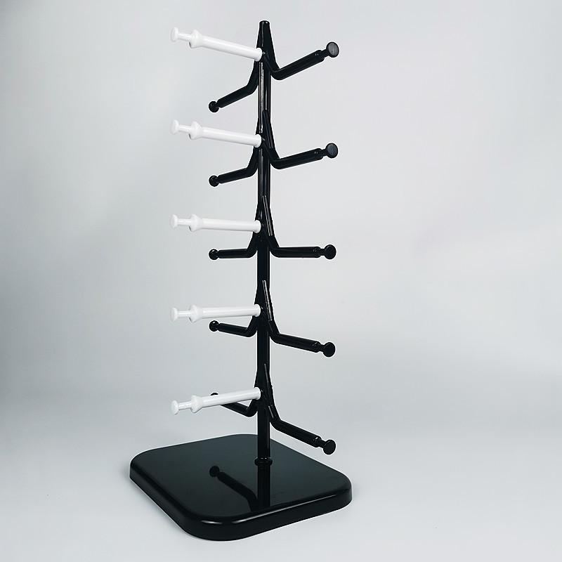 

Вращающаяся стойка для очков: Вместимость 5 пар, настольный держатель с однорядным дизайном. чёрный/белый