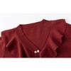 Damen Übergröße V-Ausschnitt Rüschenoberteile Strickwaren Herbst und Winter Temperament Pullover