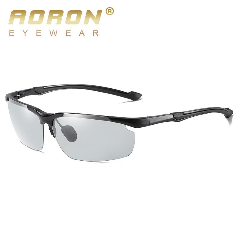 

AORON Фотохромные поляризованные солнцезащитные очки в алюминиевой оправе для мужчин, антибликовые очки для вождения чёрный