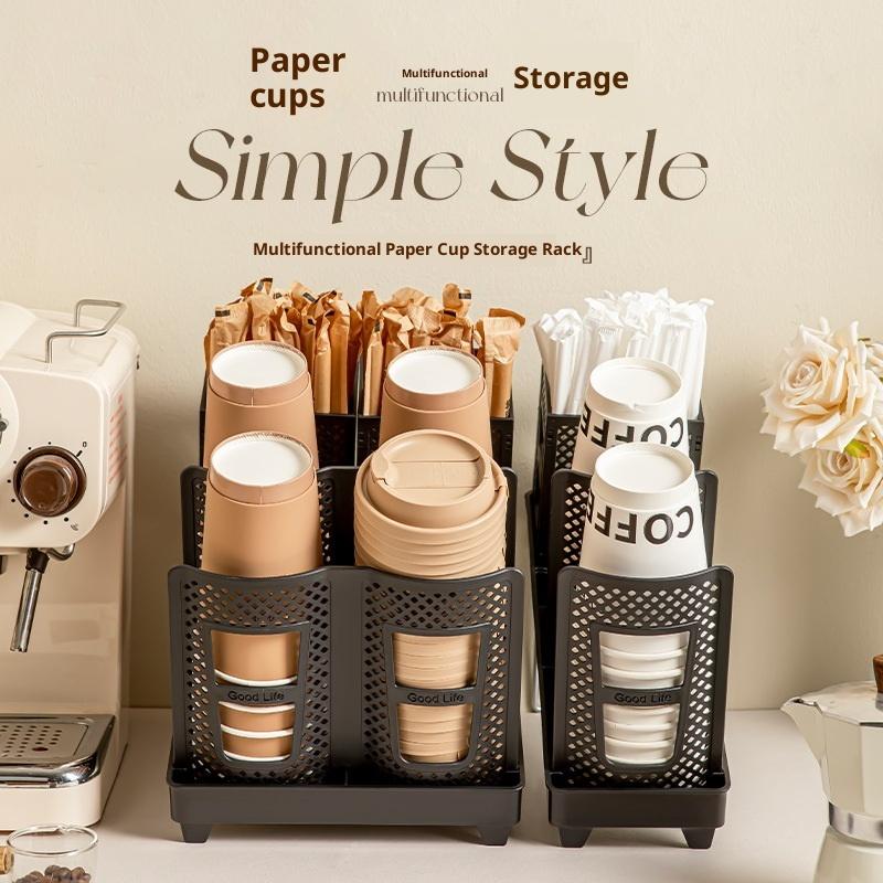 Detachable Multifunctional Disposable Paper Cup Holder Single Double Size Coffee Cup Storage Rack Plastic Ground Mounted Home