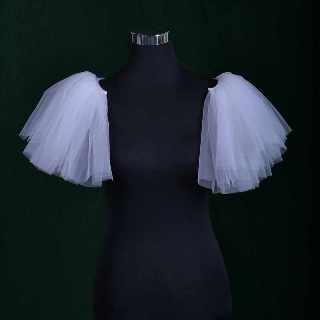 Epaulet Shoulder Cover Tulle Wing for Dance Stage Play Costume Party Carnivals Bride Evil Wing Mesh Costume