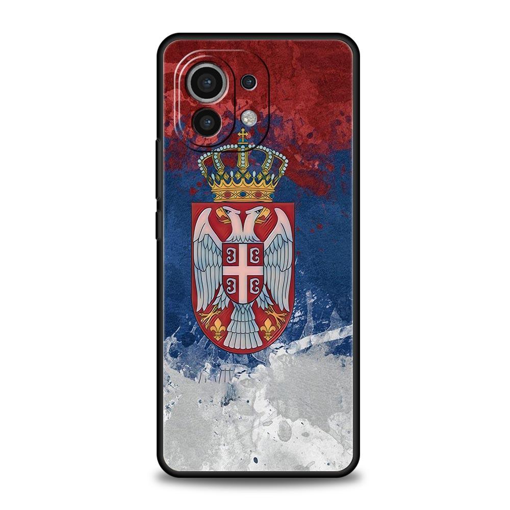Serbien Flagge Handyhülle Für Xiaomi Mi 15 14 Pro 13 12 11 Lite 5G 10T 11T 12T 13T 14T Poco X6 X5 X4 X3 NFC F3 F4 GT Schwarze Hülle