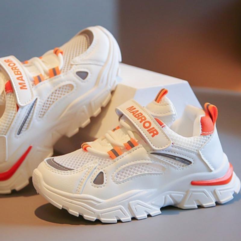 Summer Kids White Shoes Mesh Breathable Sneakers Fashion Dad Shoes Boys Running Single Mesh Shoes