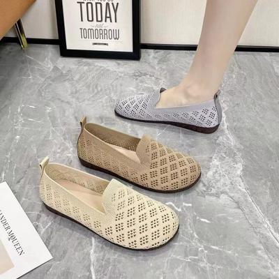 One-pedal Doudou Shoes Soft-soled Mesh Fly-woven Grandma Shoes Women's 2025 Summer New Breathable and Comfortable Shallow Mouth