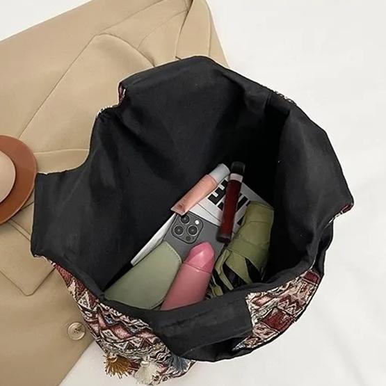 WTEMPO Trendy Women's Casual Versatile Handbags Nylon Ethnic Style Office Ladies Bags with Top Handle Work Meal Bag Lunch Bag